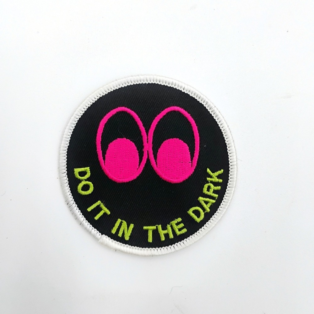 Vintage Do It In The Dark Pink Eyes 3" Embroidered Iron On Patch Novelty New 90s